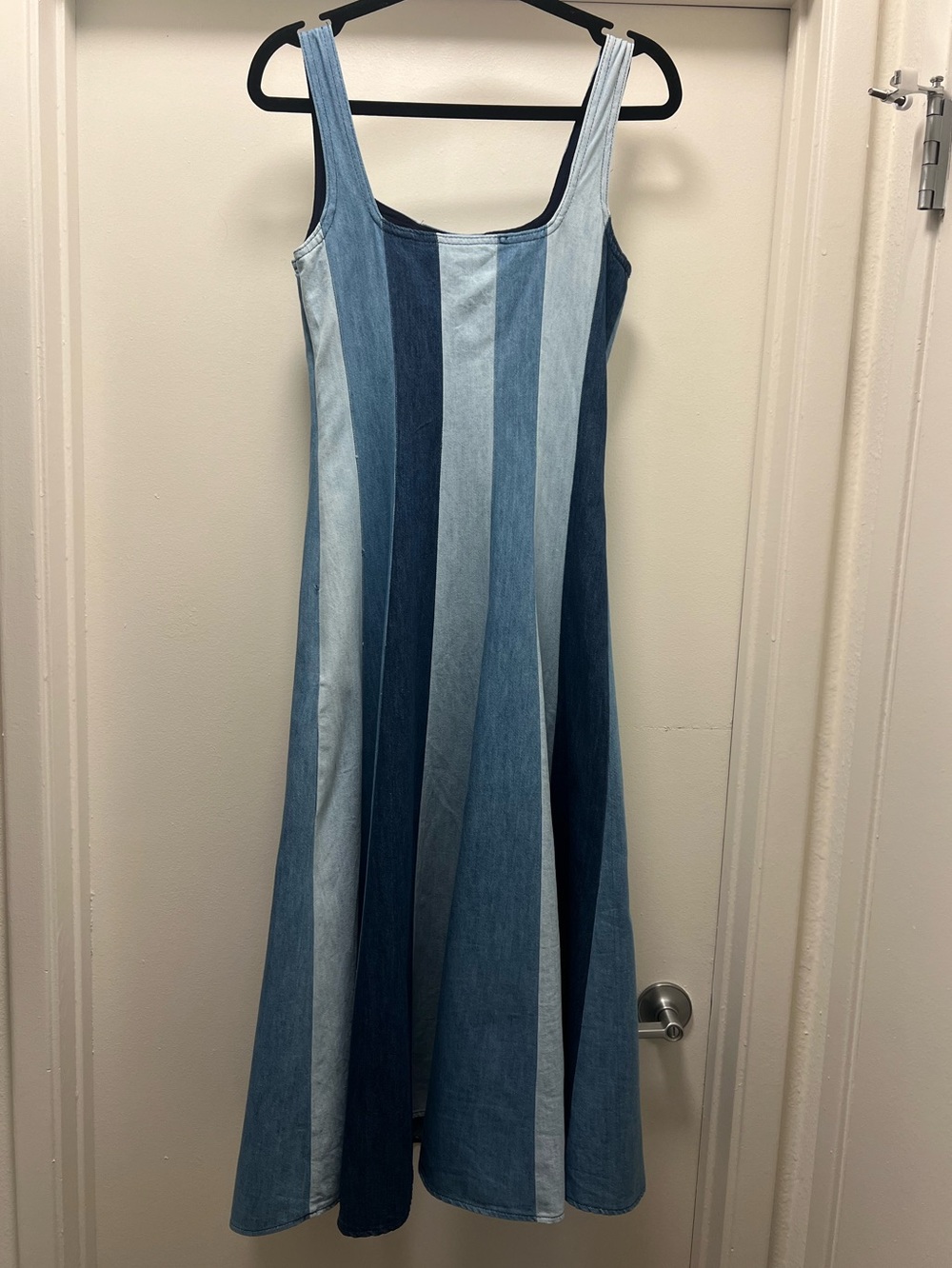FARM Rio X Anthropologie Colorblocked Denim Midi Dress - Picture 4 of 10